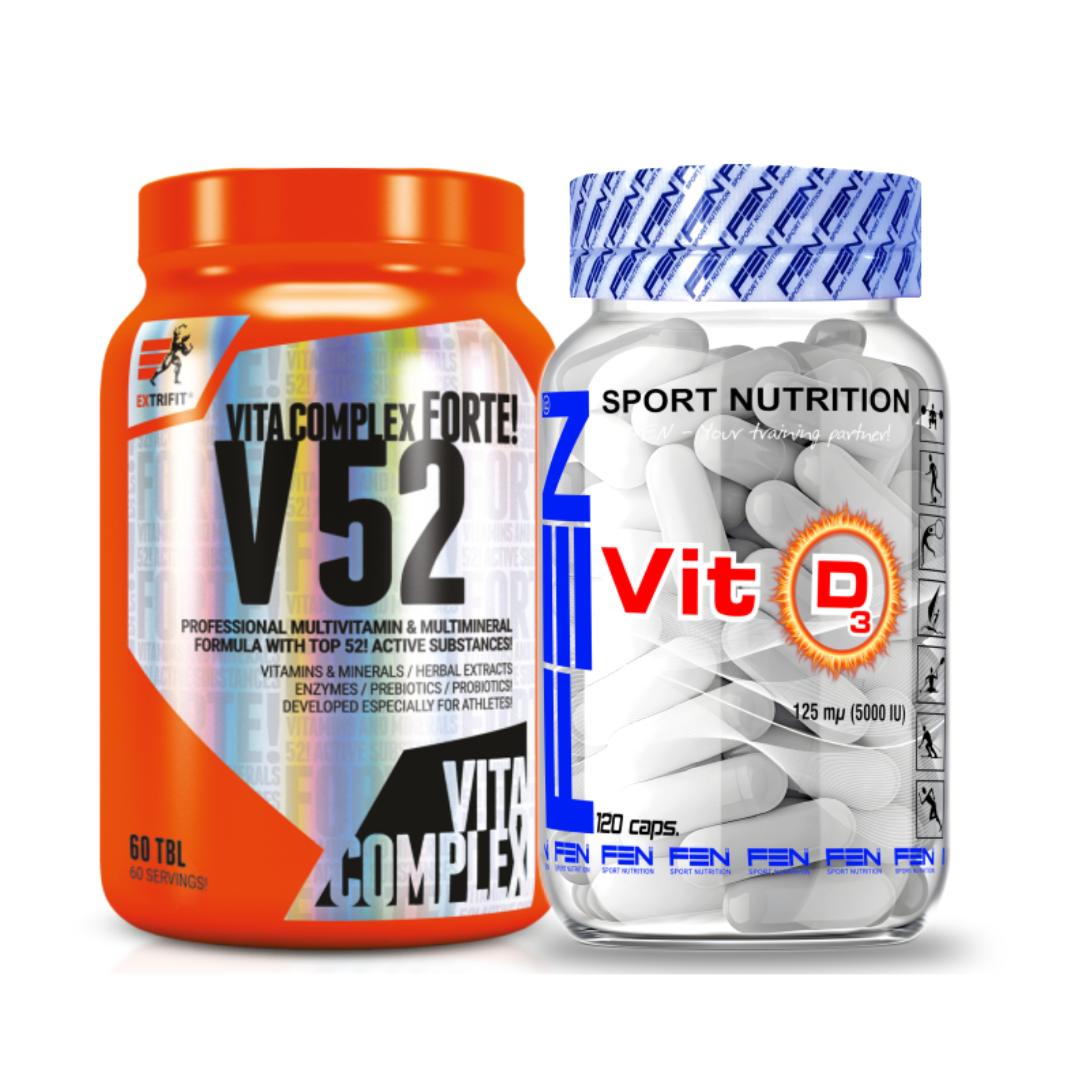 Extrifit V52 + FEN D Vitaminas 5000 IU 2 vienetai (Vitaminų ir mineralų rinkinys) - FEN sport nutrition