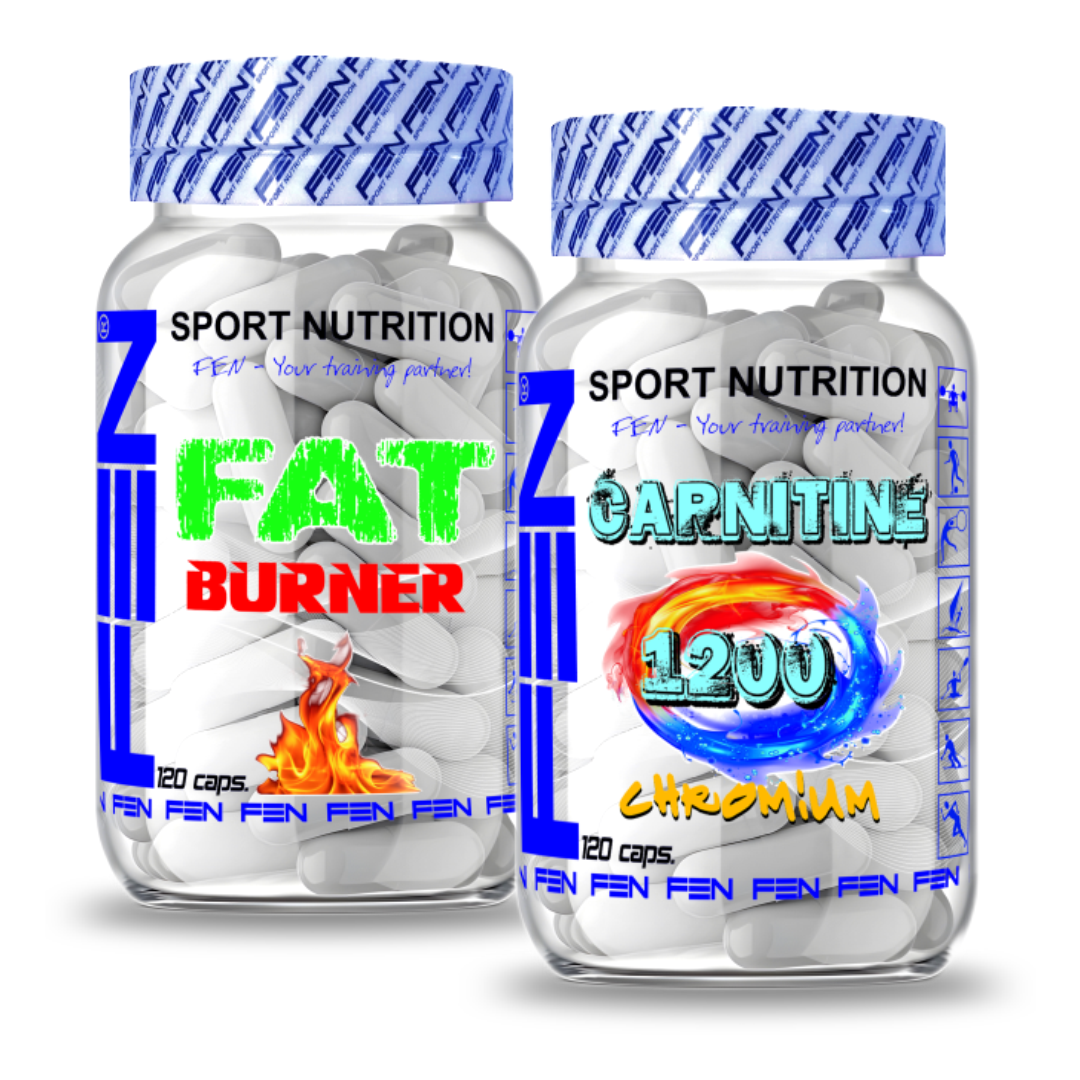 FEN Carnitine 1200 + FEN Fat Burner 2 x 120 kaps. - Riebalų degintojų rinkinys - FEN sport nutrition