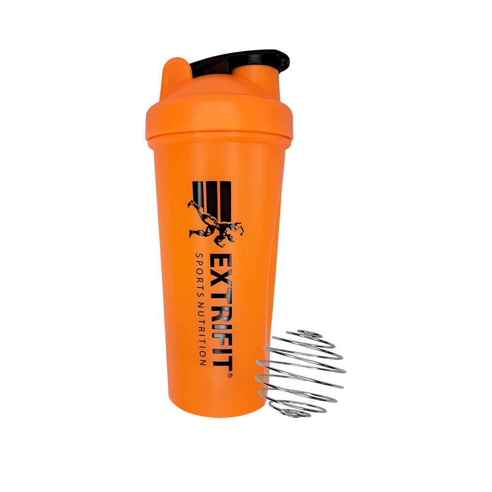 Extrifit sporto maisto kokteilių plakiklis 600 ml, plastikinė gertuvė su užsukamu dangteliu ir rankena.