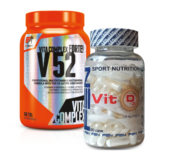 Extrifit V52 + FEN D Vitamin 5000 UI 2 -enheder (et sæt vitaminer og mineraler)