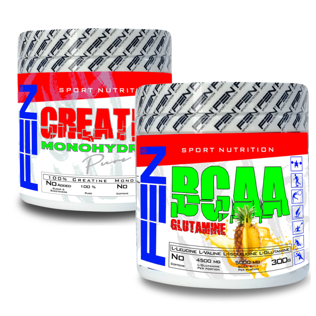 FEN CREATINE MONOHIDRATE 100% 300g. + FEN BCAA Glutamine 300 g. - FEN sport nutrition